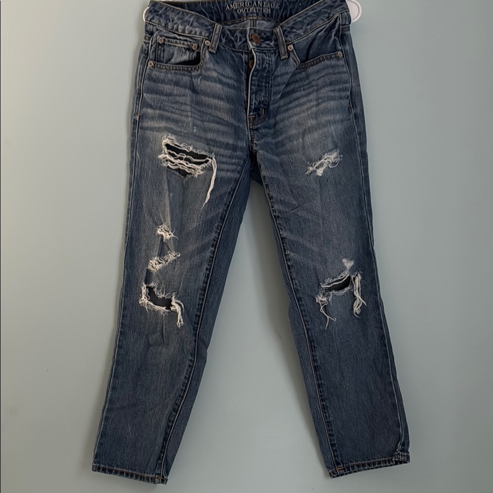 American Eagle Outfitters Women's Ripped Denim Boyfriend Jeans